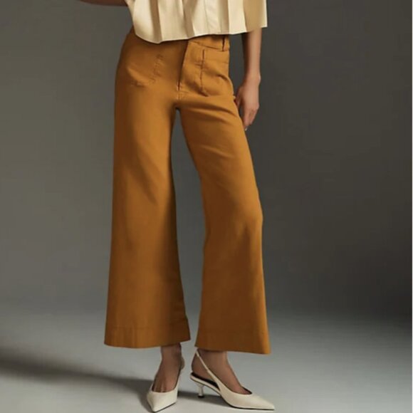 Anthropologie Maeve The Colette Crop Wide Leg Pants Magic Fabric - Picture 1 of 10